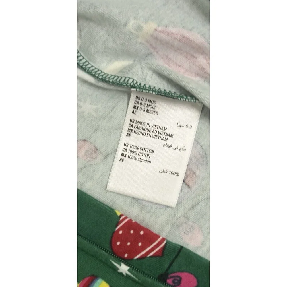 Holiday Lane Baby Christmas Footed Sleeper 0-3 M Green Lights Ornaments Cotton.